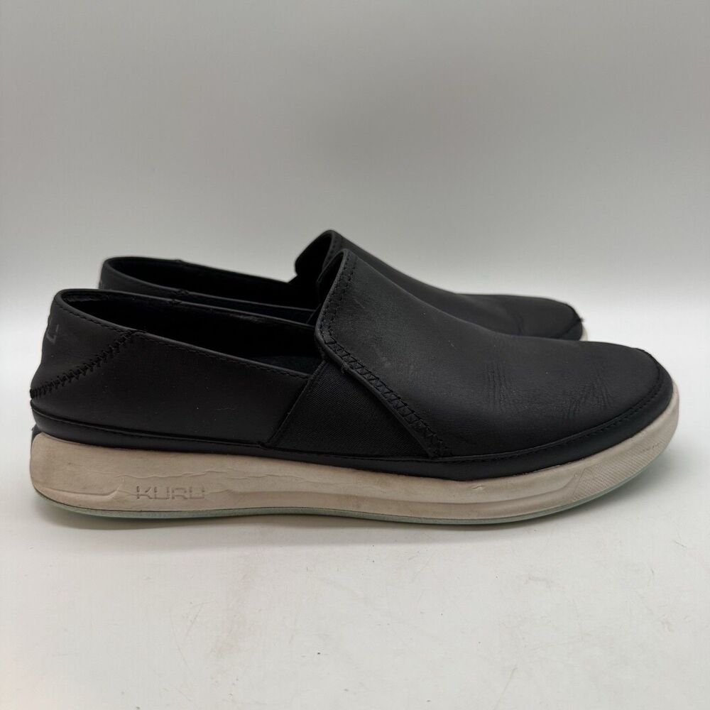Kuru Roam Atla Sneakers Women's 9 Black Leather Slip On Comfortcore Loafers